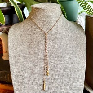 Yellow Agate Lariat Necklace